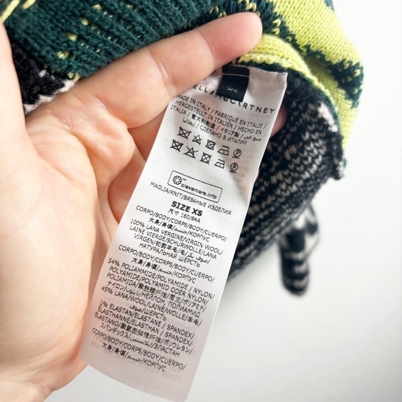 Stella McCartney x Ed Curtis Fuzzy Mixed Print Color Block Crew Neck Sweater XS - Picture 6 of 7